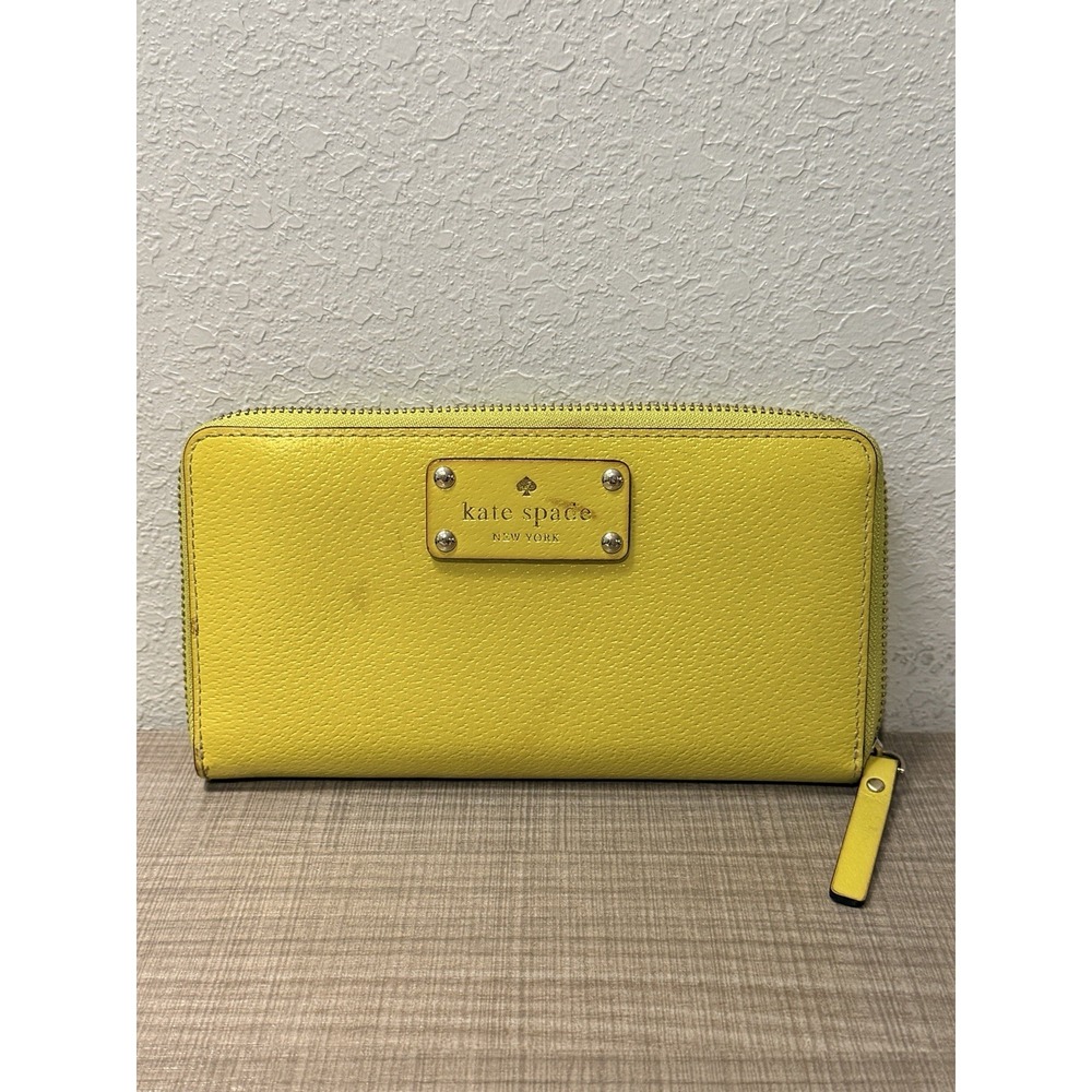 Kate Spade Lime Green/yellow Zip Around Wellesley Wallet WLRU1153 Wallet